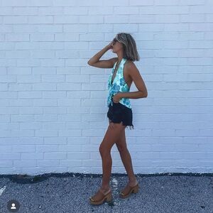 Floral Blue Sleeveless Top